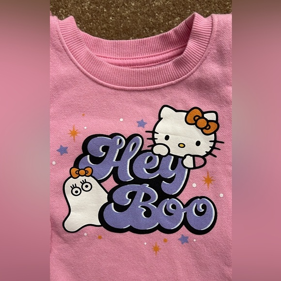 Hello Kitty Toddler Pink Hey Boo Ghost Halloween Sweatshirt Sz 18 M - Picture 2 of 3